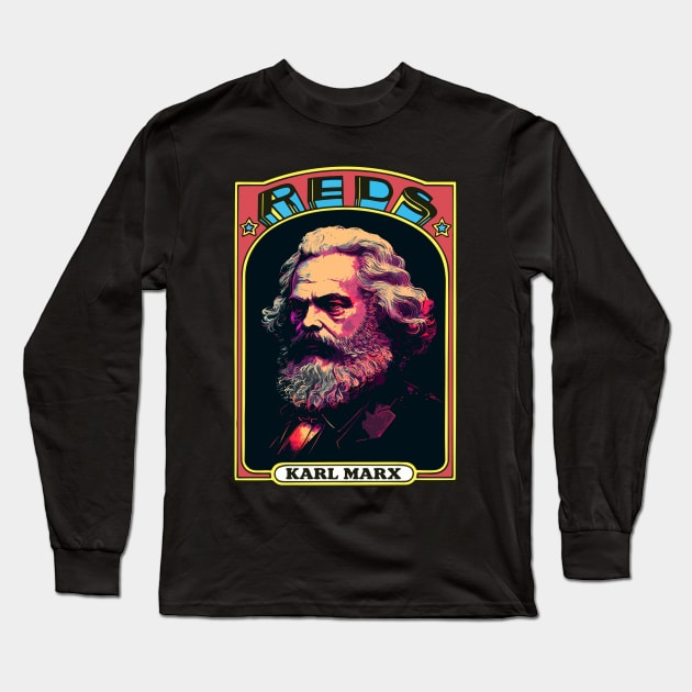 Karl Marx - Retro Communist Trading Card Long Sleeve T-Shirt by DankFutura